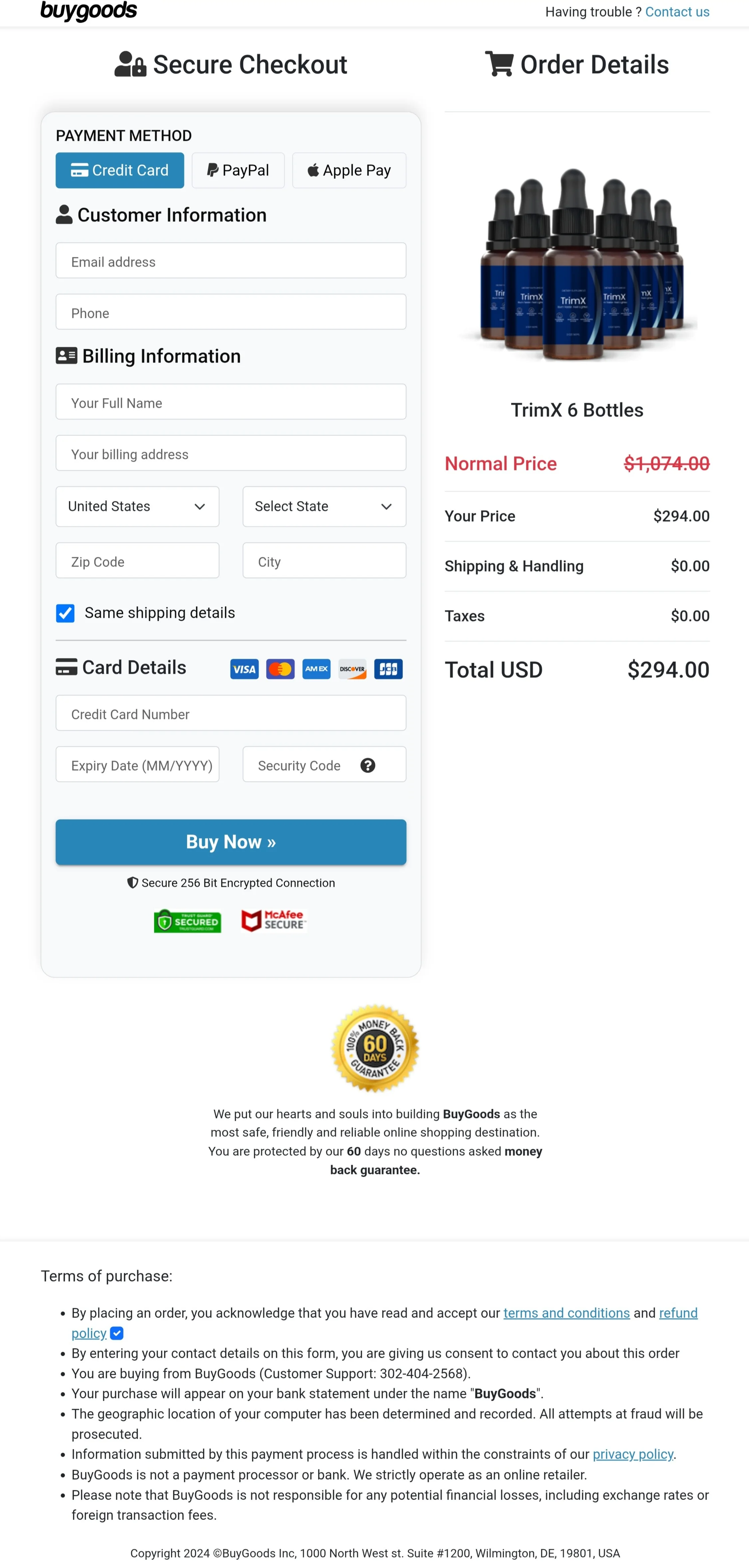 TrimX order form